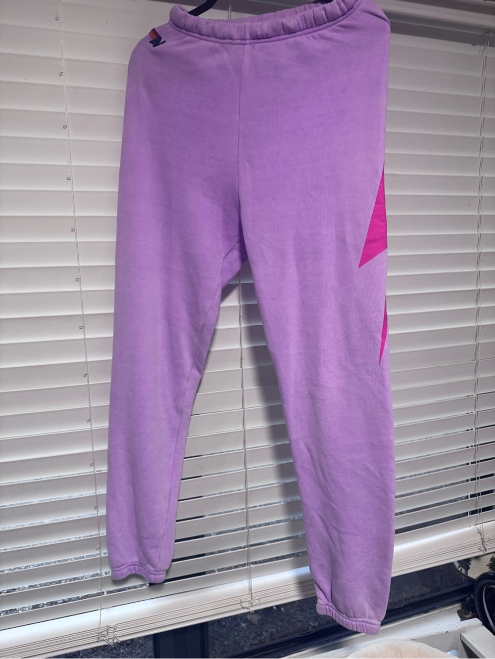 Aviator Nation Lavender Joggers with Pink Lightning Bolt